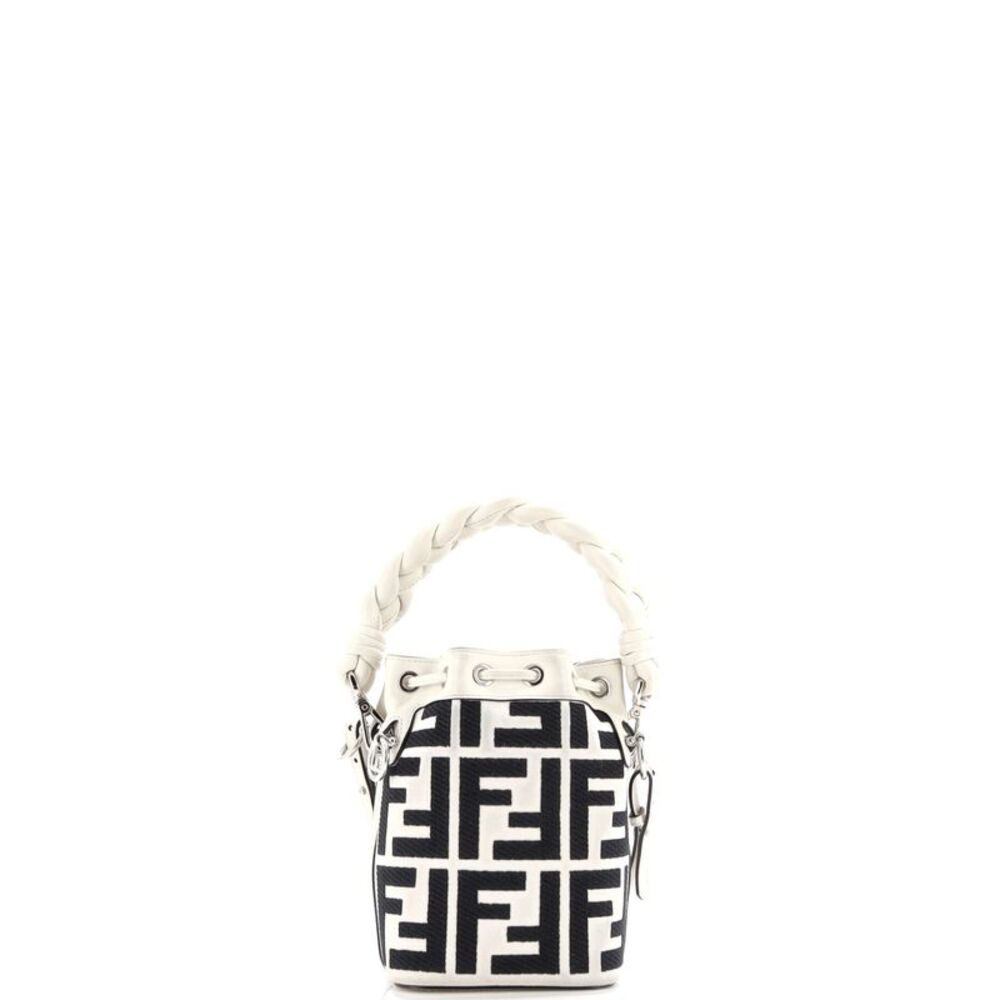 Fendi Woven Handle Mon Tresor Bucket Bag Zucca Embroidered Canvas Mini - Picture 3 of 7